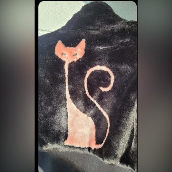 Black with Pink Cat Fuzzy Jacket - Picture 4 of 11